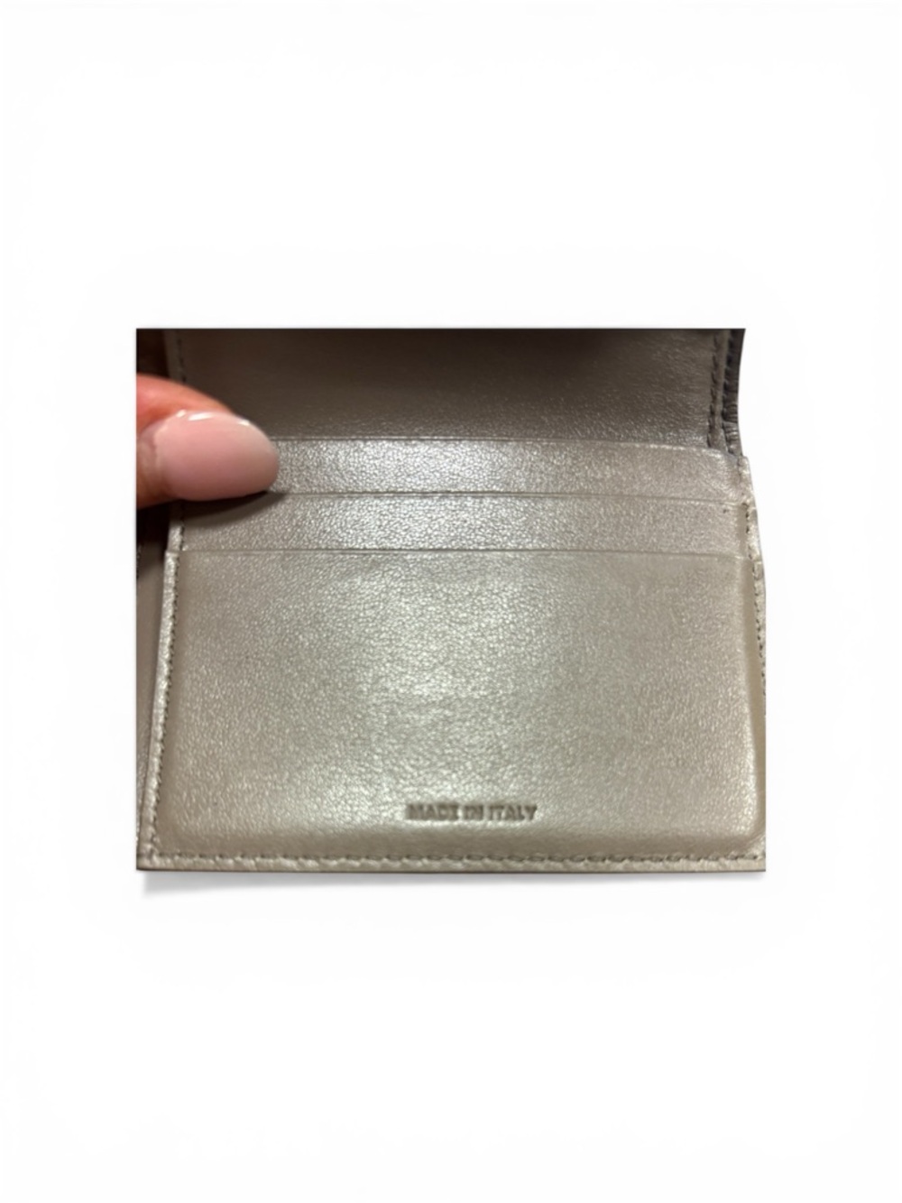 Celine Fold-Over Pebbled Leather Wallet in Taupe with Gold Logo & Hardware - Picture 6 of 8